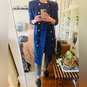 Vintage Celine long plaid blazer/jacket.